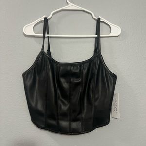 Black faux leather top